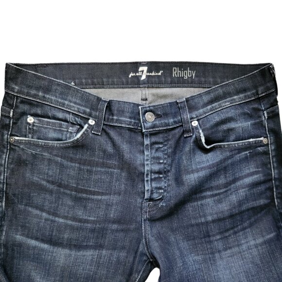 7 For All Mankind Men's Rhigby Button Fly Blue Denim Jeans Size 36 - Picture 2 of 14